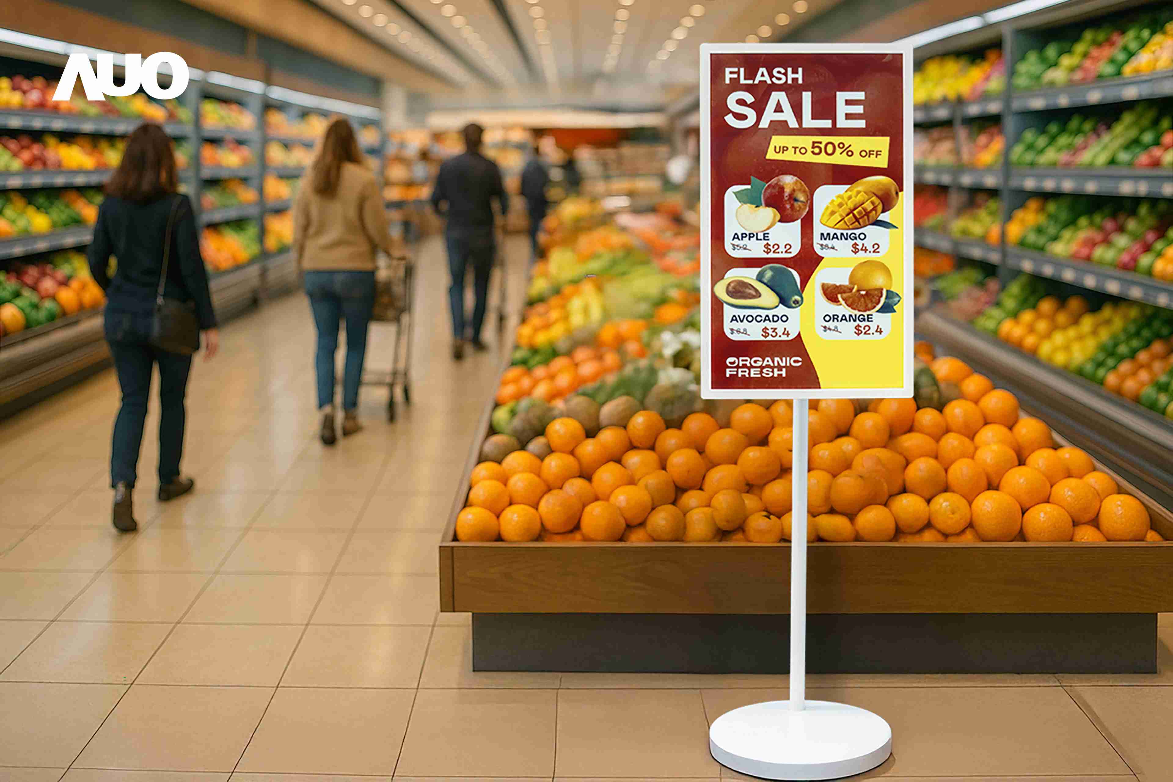 达擎首亮相低功耗、、、全彩的〝aecoPost电子纸解决方案〞，，仅在更新画面时需要微量的电力驱动，，，，无需布建电线的便捷设计，，，使其可灵活应用、、、、随意置放，，，，并可透过云端或行动装置app，，，轻松管理及排程广告内容，，晋升店头营销利器。。。